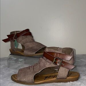 Blowfish Brown Sandals with Ankle Straps and Cutouts